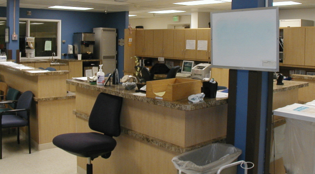 Custom medical office cabinets in a nurse station